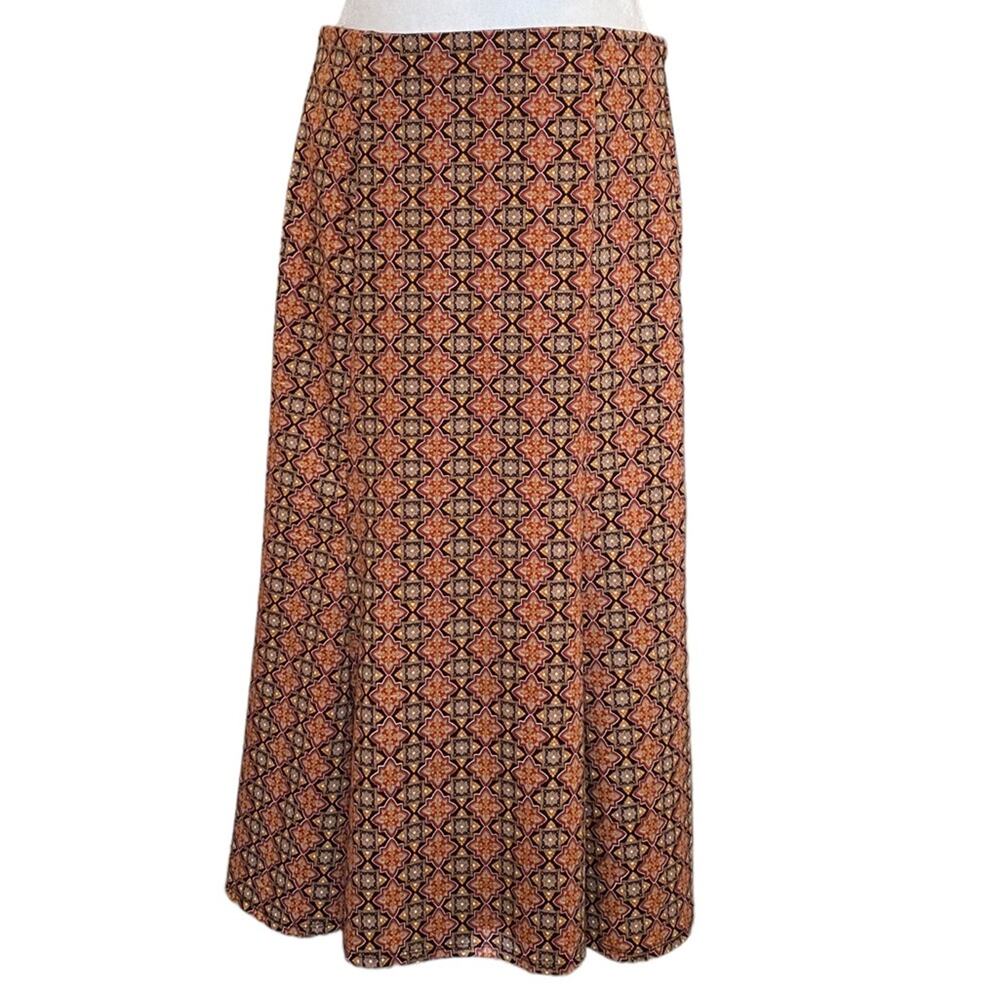 NY COLLECTION Midi Length Tribal Print Skirt Size Small‎